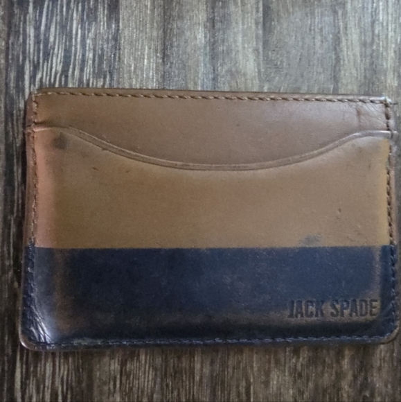 Vintage Jack Spade Leather Card Holder Wallet Tan Black - Picture 1 of 2
